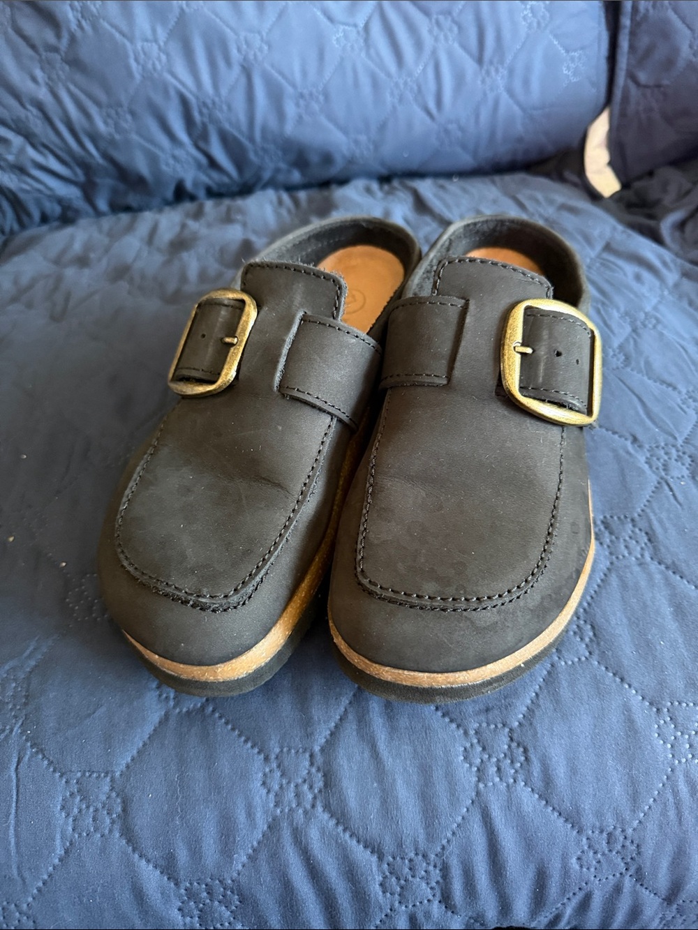 womens Slip-On Buckle Clog - Black